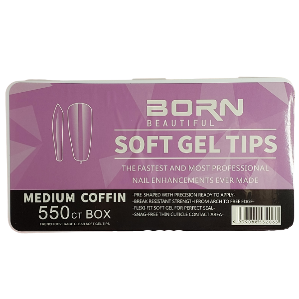 Soft Gel Tips – Full Cover Medium Coffin – 550 Piece - Nails by Nicole