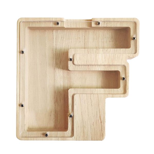 Natural-Wood Decor Money Coin Box - Piggy Bank -F