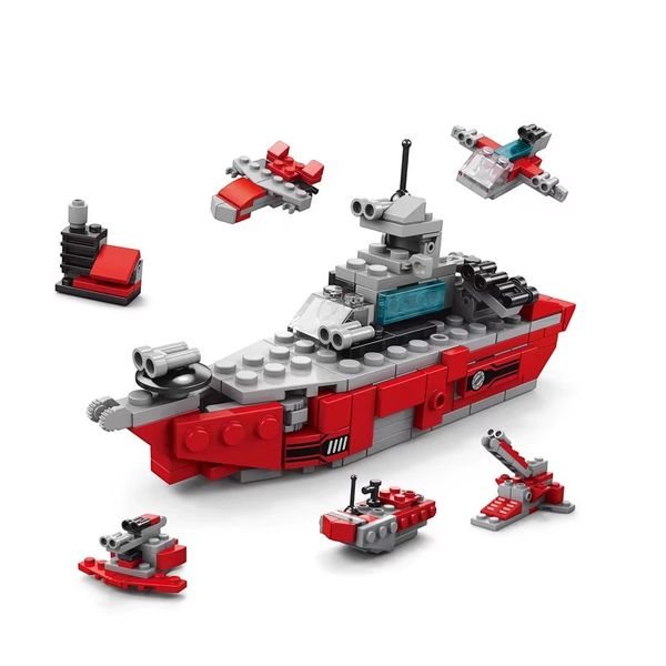 138 Piece Building Block Ship Toy Set - Red
