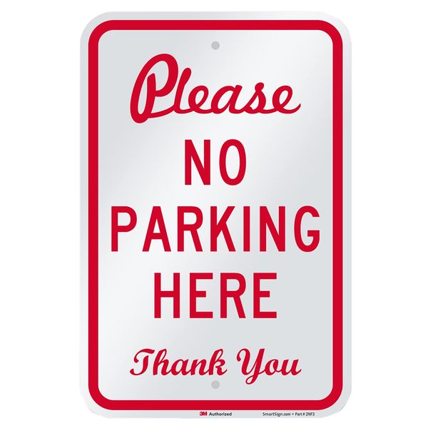 Stationery Metal Red &amp; White Please No Parking Here Sign Thank You - 30.5cm