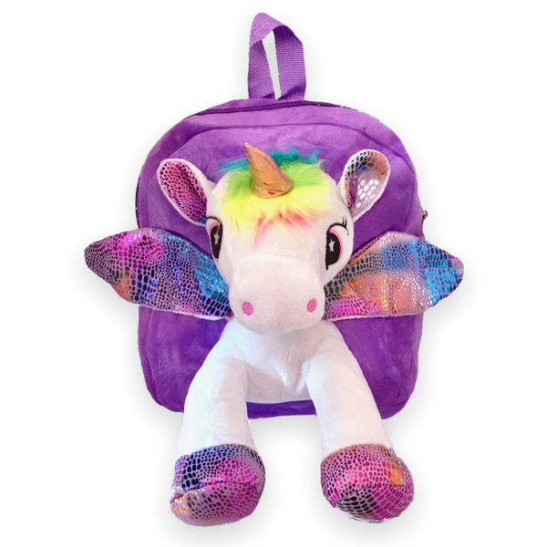ZEE - 3D Unicorn Plush Backpack and Schoolbag - Fluffy Children's Bag
