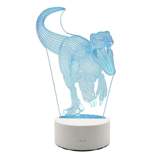 3D LED: Dinosaur Raptor Optical Illusion Lamps Light - Smart Touch- Remote