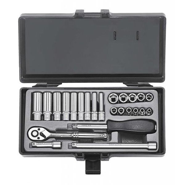 Force 1/4 Drive 24Pc Socket Set 4-13Mm 72T Ratchet