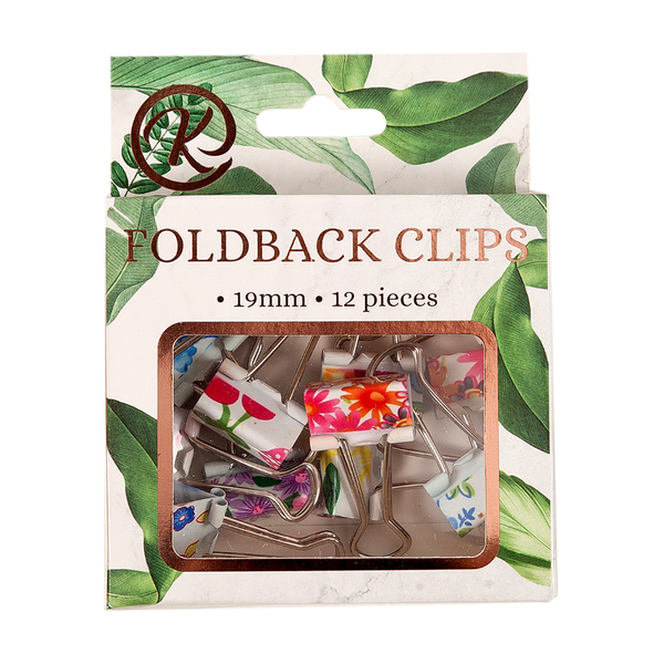 Kenzel - 19mm Assorted Print Foldback Clips 12 Pieces