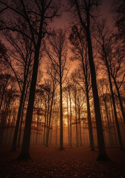 Modern Canvas Art Ready to Hang Contemporary Art - Ember Forest Silhouette