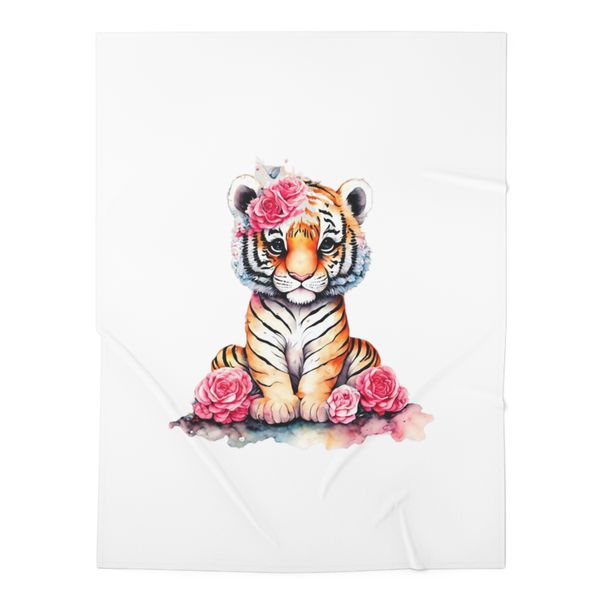 Floral Tiger Fleece Blanket 70x100cm
