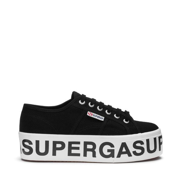 Superga Lettering Black/White Platform Sneakers