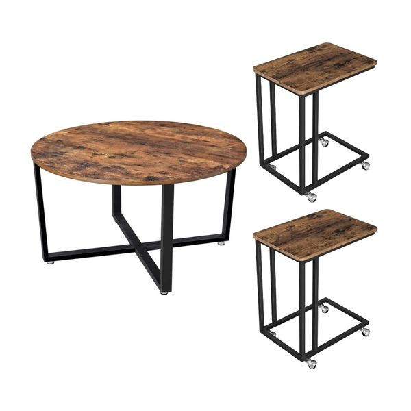 Bragg Boston Round Coffee Table with Set of 2 Bragg Lisbon Side Tables