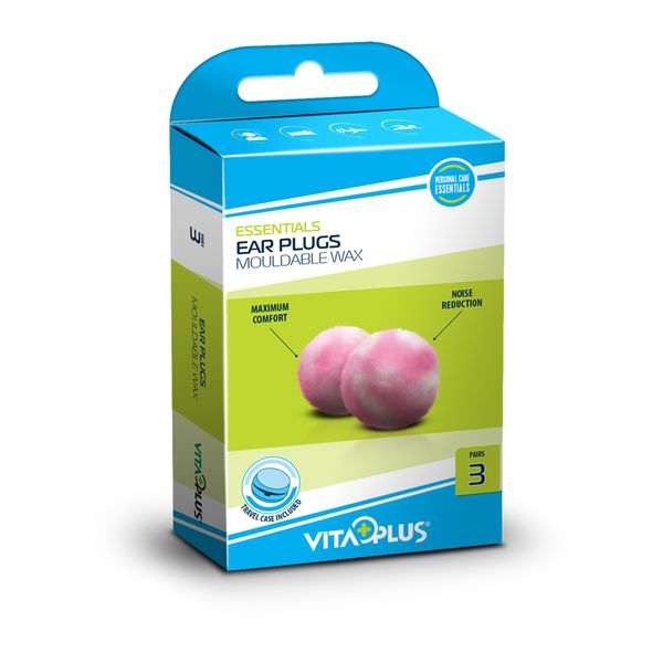 3 Pairs of VitaPlus Mouldable Wax Ear Plugs