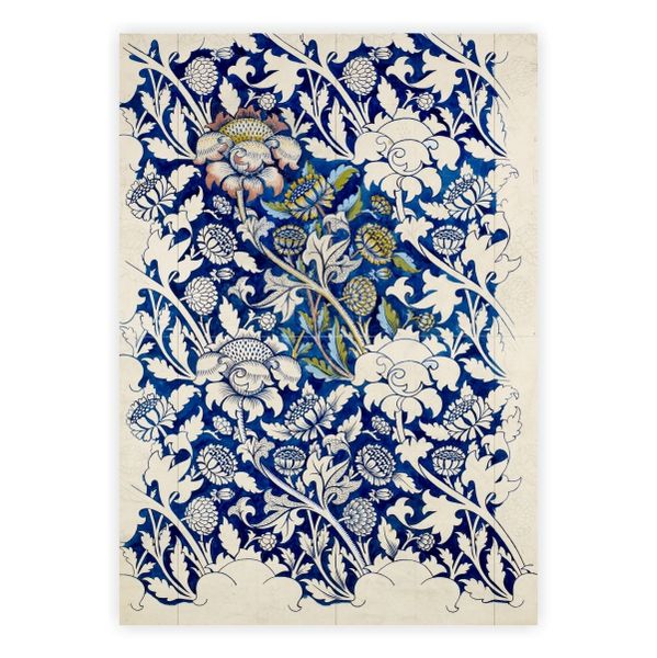 Watercolour Blue Flowers - A1 Poster