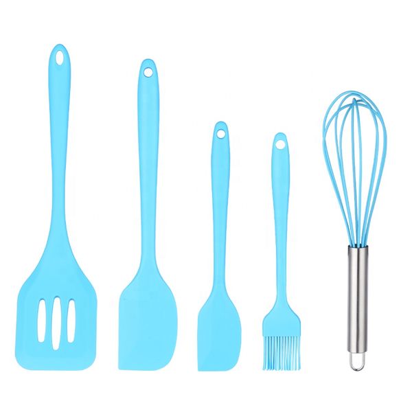 5 Pieces Of Silicone Non-Stick Baking Kitchen Utensils Set - Black