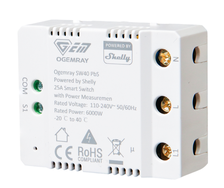 Ogemray Smart Relay 25A Powered By Shelly