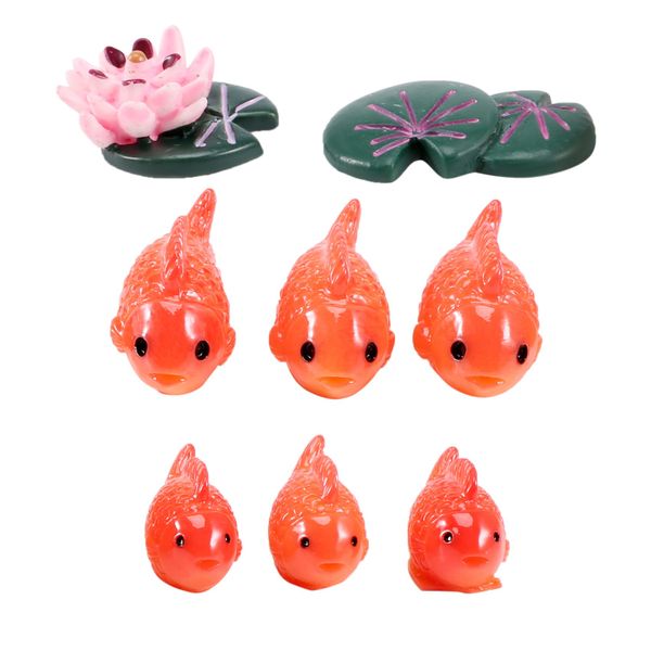 Lot Red Fish animals Moss micro-landscape ornaments resin 8Pieces
