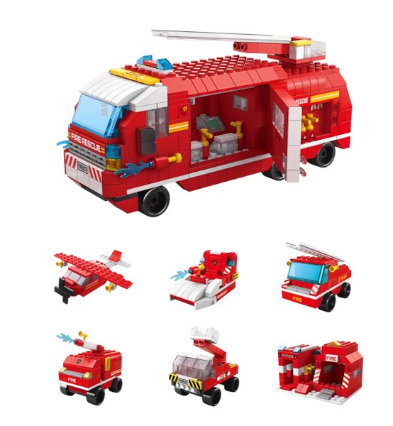 6-in-1 DIY Building Blocks - Creative Fire Rescue Adventure - 1000 Piece