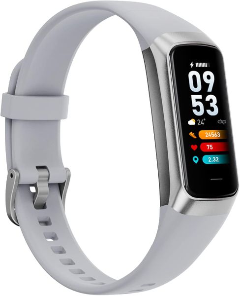 Fitness Tracker,1.1 Inch Color AMOLED Screen Smart Watch (Gray)
