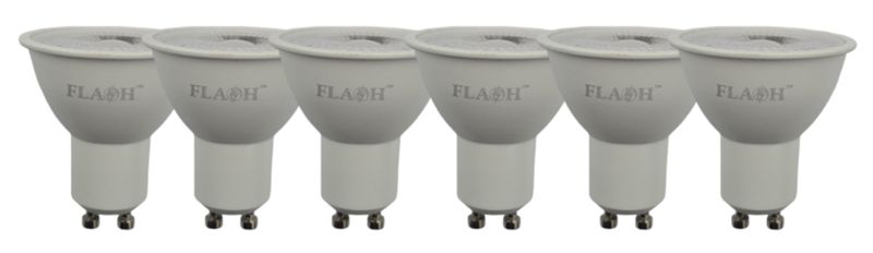 Flash Gu10 4W SMD LED Down Light Bulb 300lm COB Lens - 6 Pack