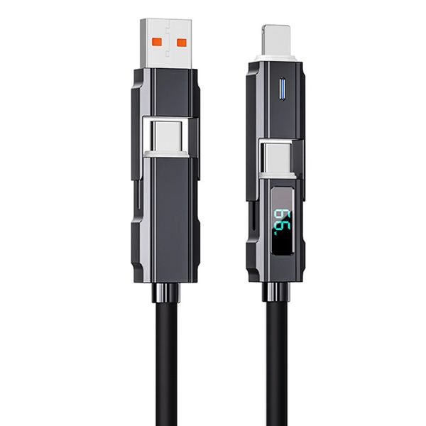 4-in-1 Charger Data Cable + LED Power Digital Display | 66W | PD Fast Charge
