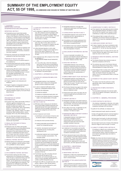 Employment Equity Act Poster A1 Laminated - Latest Version