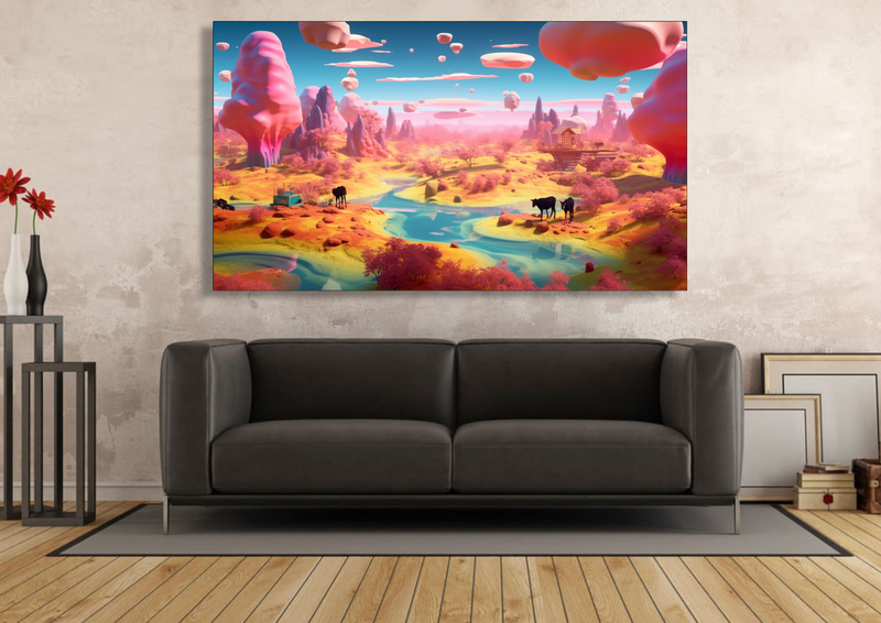 Canvas Wall Art - Cowtopia Landscape Abstract - IM0235