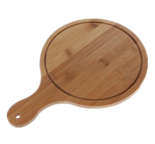 Home Mart Organic Bamboo Round Pizza Serving Board Pizza Platter