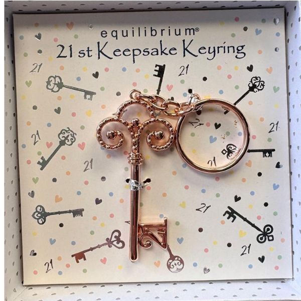 Equilibriumn21st Birthday Keepsake Rose Gold 6 cm Keyring Silver Plated