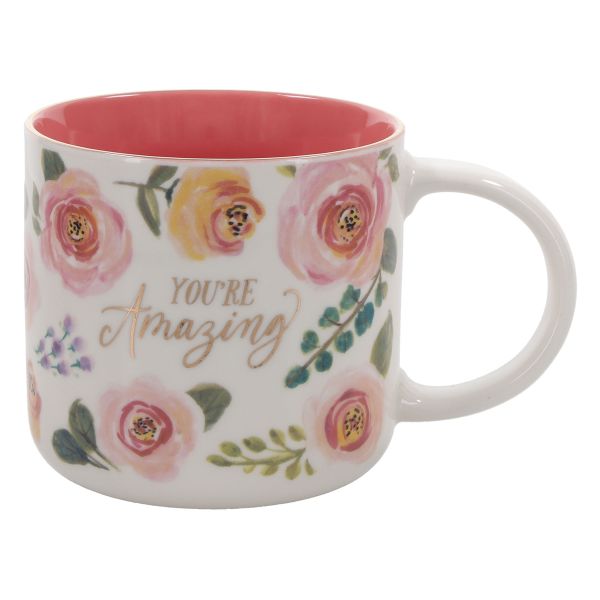 Mug - You're Amazing, Pink Floral