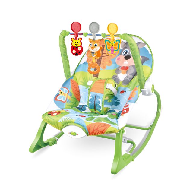 Multifunction Vibrate Baby Rocking Chair With Hanging Toys Green