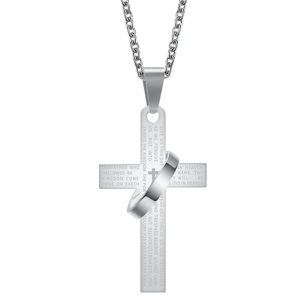 ZELTRYN 30mm Cross Engraved Round Ring Necklace