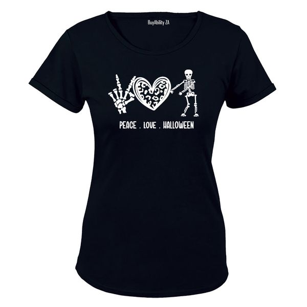 Peace Love Halloween - Skeleton - Ladies - T-Shirt