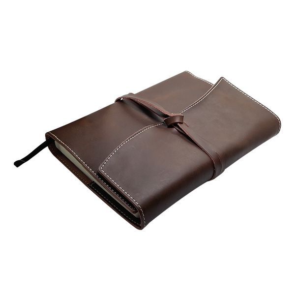A5 Genuine Leather Trifold Slip On Notebook Cover and Notebook - Mirelle