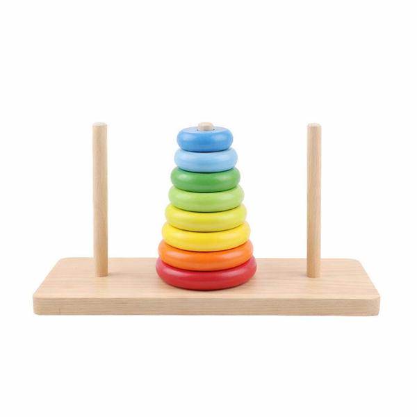 Wooden Tower of Hanoi Puzzle Educational Logic Game for Kids