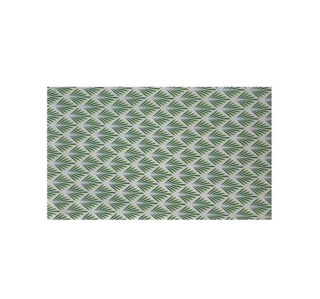 Green and white block printed Tablecloth