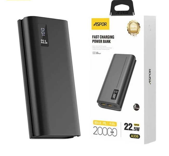 Aspor A336 Fast Charging Power Bank 22.5W 20000mAh