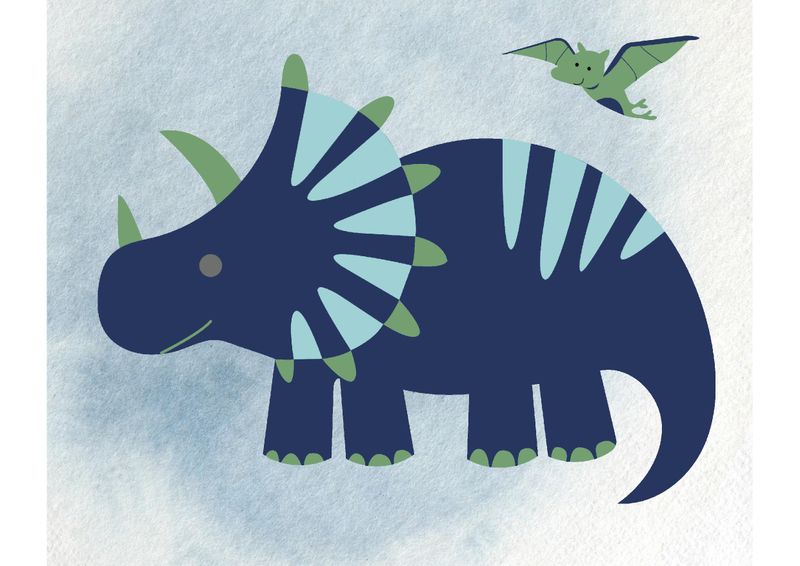 Little Leila - Triceratops dinosaur print - A3 cardstock