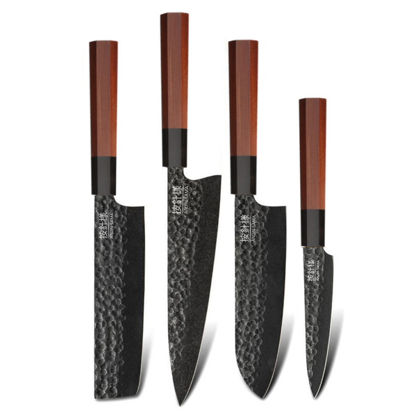 Anjin-Sama Kurouchi Hammered 4-Piece Culinary Knife Set