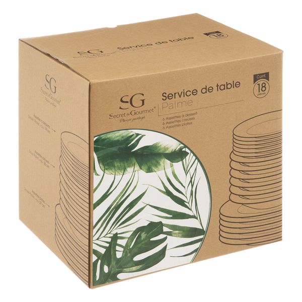 Secret &amp; Gourmet Green Palm Porcelain Dinnerware Set