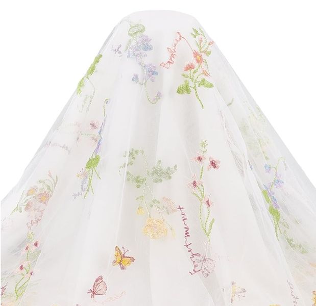 Yard Flower Lace Fabric Leaf Butterfly Polyester Embroidered Mesh Lace