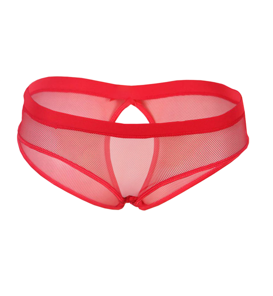 Belle Amoureuse Red Fishnet Open Back Panty - Extra Small / Small