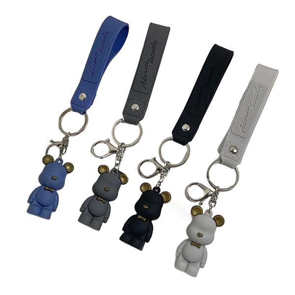 Set of 4-Bow Tie Violent Bear Keychain-Black, Gray, White, Blue