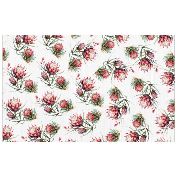 Red Proteas on White Rectangle Tablecloth