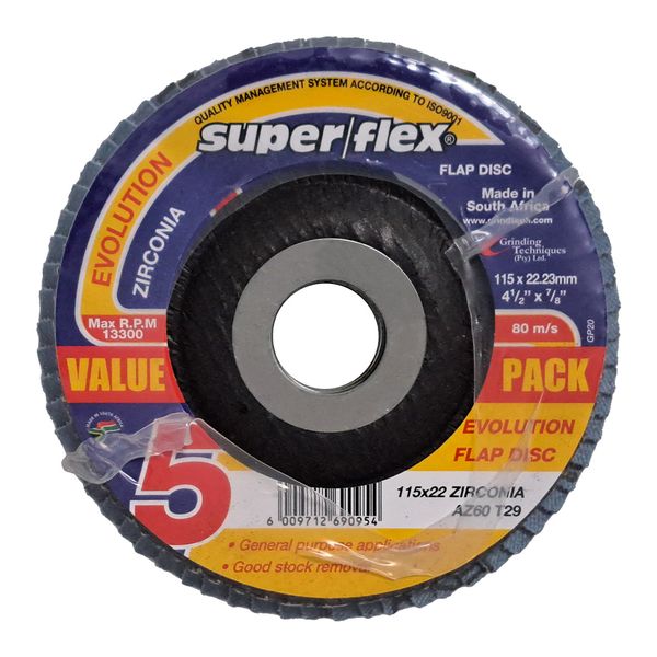 Superflex Evolution Flap Cutting Disc - 115X22.23mm - AZ60 5-Pack