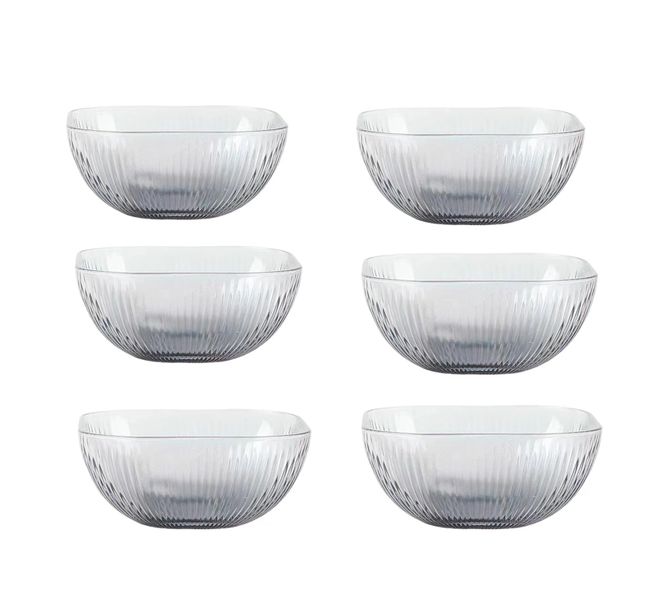 330ML Grey Borosilicate Glass Salad Bowl Dessert Bowl - Set of 6