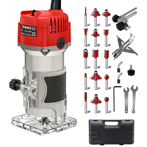 Compact Wood Router Tool, Electric Hand Wood Trimmer 110V 800W for DIY