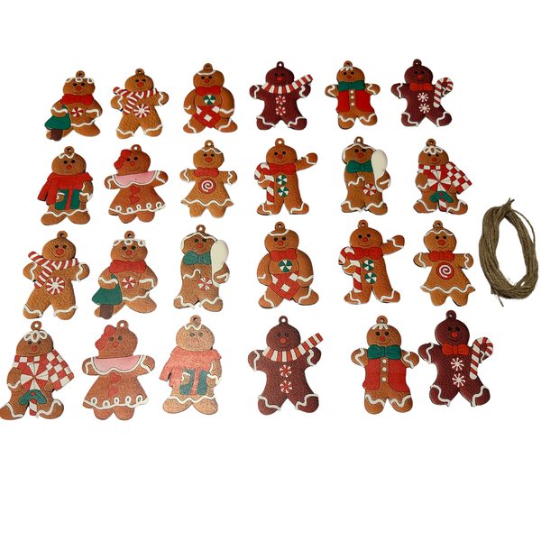 Comealong Wooden Gingerbread Man Christmas Decorations (Multicolor) 24pcs