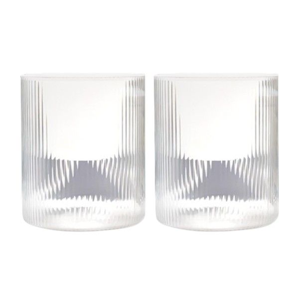 2-Pack Modern Ribbed Finish Plastic Pot Plant - Transparent