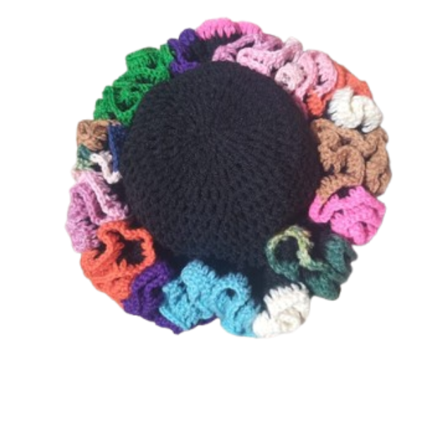Limited ColourBurst Ruffle Crochet Basket Weave Hat