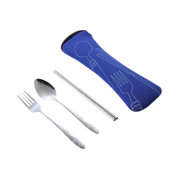 3 Piece Portable Stainless Steel Cutlery Set With bag