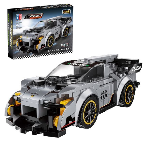Building Blocks Speed Racing Grey Racing Car 2-in-1 - 219 Pieces Ages 6+
