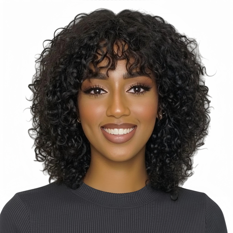 Marigold 10-inch Water Wave Fringe Wig Human Hair Image