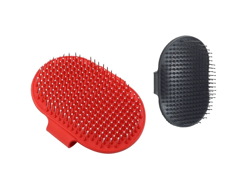 Pet Bathing Steel-Pin Gentle Brush Mitten - 2pack